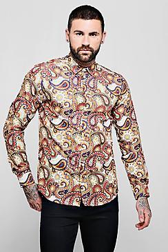 Boohoo Large Paisley Print Long Sleeve Shirt