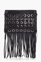 Boohoo Rosie Eyelet Fringed Cross Body Bag Grey