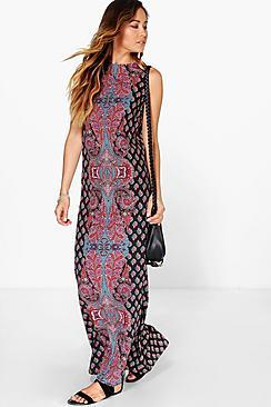 Boohoo Meera Paisley Placement Column Maxi Dress