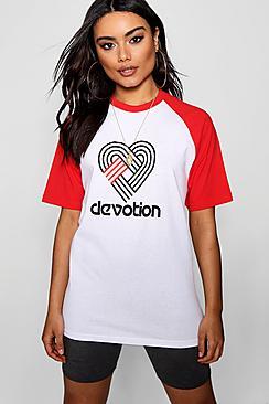 Boohoo Marlie Devotion Slogan Ringer Tee