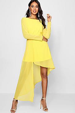 Boohoo Boutique Chiffon Drape Fitted Dress