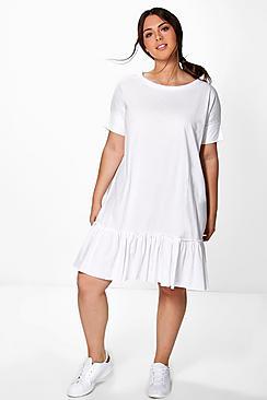Boohoo Plus Diana Frill Hem T-shirt Dress