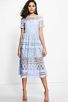 Boohoo Boutique Vi Corded Lace Panelled Skater Dress