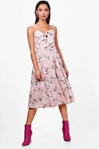 Boohoo Boutique Knot Front Floral Midi Dress