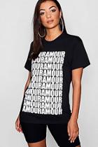 Boohoo Tall All Over Amour Slogan T-shirt