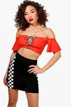 Boohoo Louisa Checkerboard Side Mini Skirt