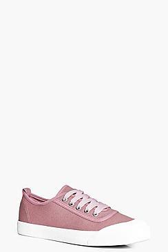 Boohoo Emma Lace Up Canvas Pump