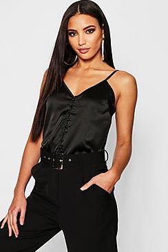 Boohoo Satin Button Up Cami