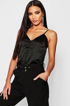 Boohoo Satin Button Up Cami