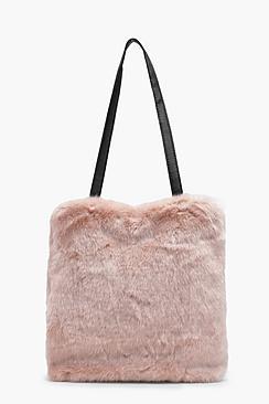 Boohoo Ivy Faux Fur Pu Handle Shopper