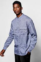 Boohoo Grandad Check Utility Shirt With Split Hem