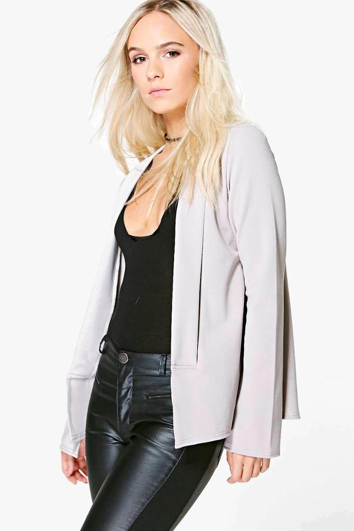 Boohoo Petite Leanne Split Sleeve Panel Front Blazer Dove