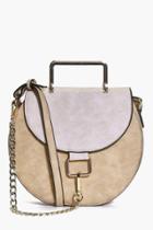 Boohoo Julia Metal Chain Saddle Bag Beige