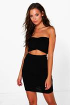 Boohoo Ruby Wrap Crop And Mini Skirt Co-ord Black