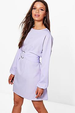 Boohoo Lucie O Ring Belt Woven Shift Dress