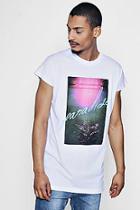 Boohoo Longline Cap Sleeve Paradise Print T-shirt