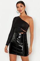 Boohoo Croc Cut Out One Shoulder Top