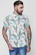 Boohoo Tropical Floral Print Short Sleeve Shirt