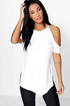 Boohoo Hannah Cut Out Shoulder Side Split Tee