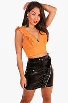Boohoo Melody Ruffle Plunge Crop