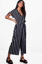 Boohoo Sloan Wrap Front Capped Sleeve Jumpsuit