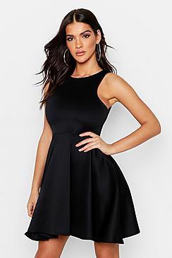 Boohoo Scuba Full Skirt Skater Dress