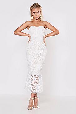Boohoo Premium Lace Fishtail Midi Dress