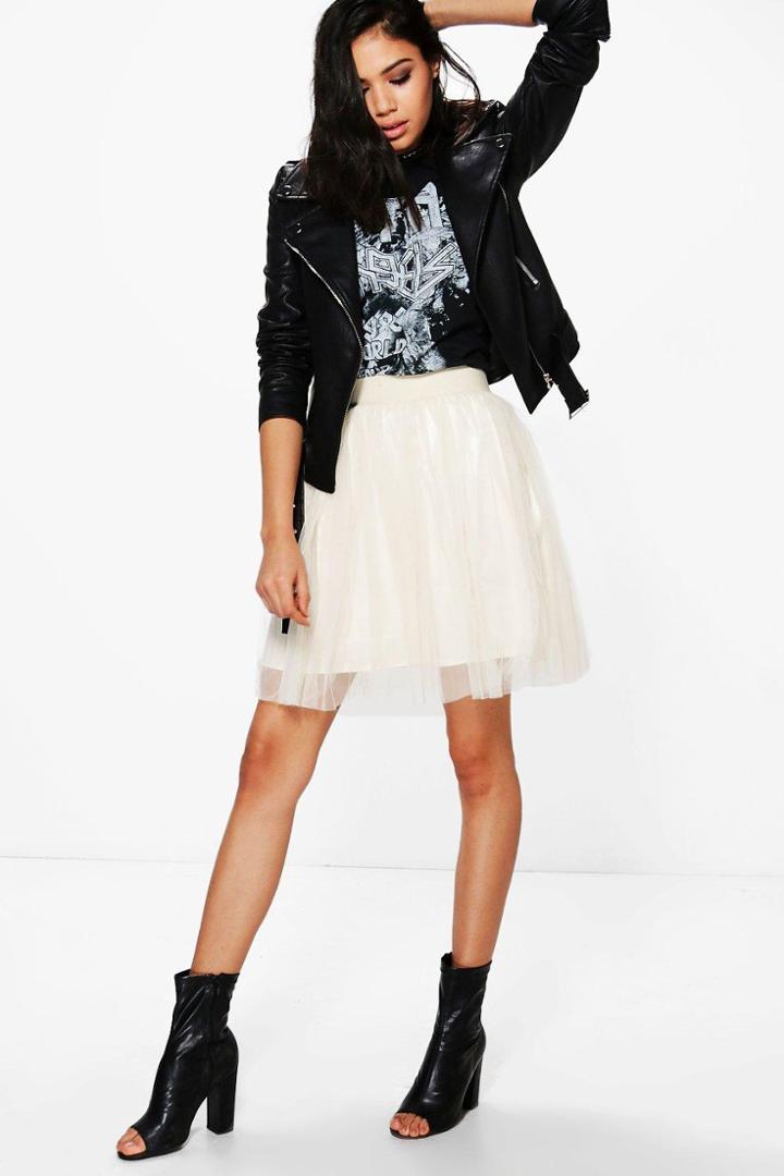 Boohoo Alicia Tulle Skirt Beige