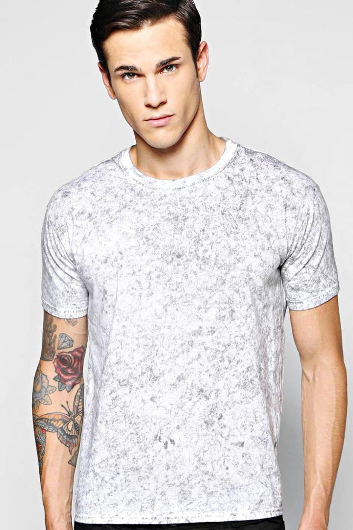 Boohoo Black Snow Wash T Shirt Black