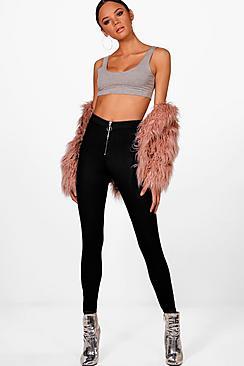 Boohoo Lydia O Ring Zip Front Jeggings