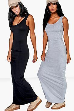 Boohoo 2 Pack Scoop Neck Maxi Dress