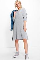 Boohoo Maisie Knitted Swing Dress Grey
