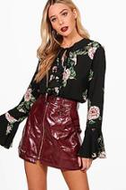 Boohoo Leila Floral Ruffle Shirt