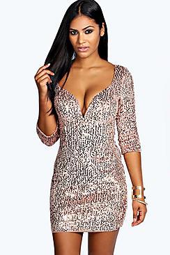 Boohoo Rosie Sequin Bodycon Dress