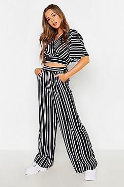 Boohoo Wide Leg Stripe Trouser