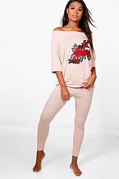 Boohoo Abigail Applique Tee & Legging Set