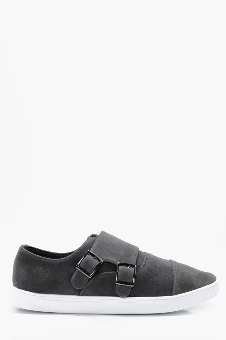 Boohoo Double Buckle Trainers Grey