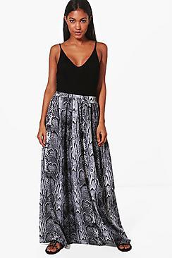 Boohoo Lola Snake Print Full Maxi Skirt