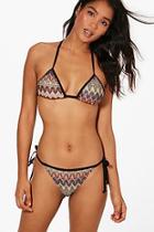 Boohoo Ogunquit Jacquard Tie Triangle Bikini