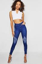 Boohoo Distressed High Waist Skinny Jeans