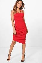 Boohoo Strappy Ruched Side Midi Dress