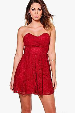 Boohoo Lauren Lace Bandeau Skater Dress