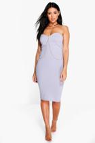 Boohoo Ella Necklace Harness Detail Midi Dress Grey