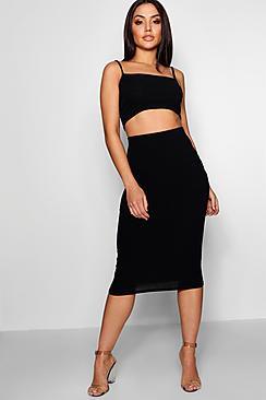 Boohoo Mia Square Neck Strappy Top & Midi Co-ord