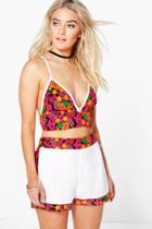 Boohoo Boutique Ally Embroidered Crop & Shorts Co-ord Set Ivory