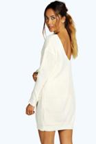 Boohoo Aubree V Back Jumper Mini Dress Cream