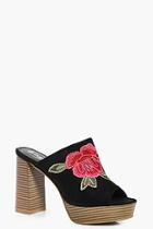 Boohoo Melissa Floral Embroidered Mules