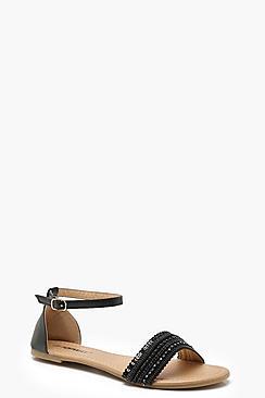 Boohoo Anna Embroidered Basic Sandals