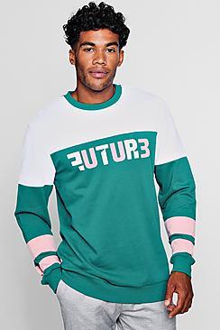 Boohoo Future Applique Colour Block Sweater