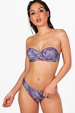 Boohoo Blackpool Midnight Paisley Underwire Bikini